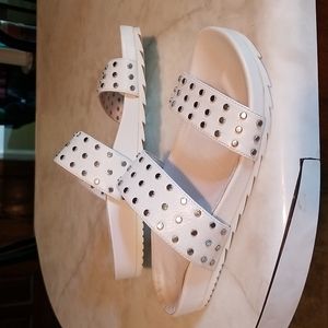 Donating 1/6/2024 Leather studded sandals slides by J/SLIDES NYC